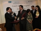 Local Elections '11, left mayor candidate in Korça, Niko Peleshi signs “Contract with Citizens for Good Governance” in a public event, organised by CPII