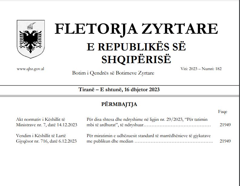 fletore zyrtare, udhezuesi Media gjyqesor, INFOCIP